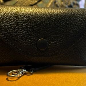 Black Cervino Leather Roots Glasses Case